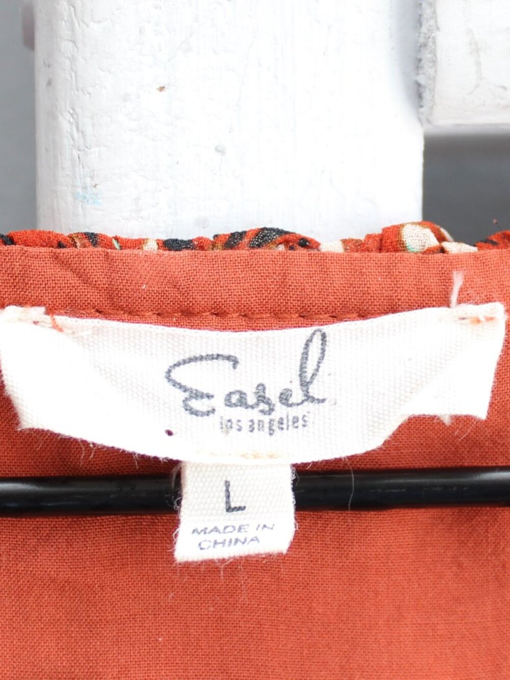 Easel Los Angeles Orange Geometric Ruffle Long Sleeve Romper Shorts Size Large - Picture 3 of 10